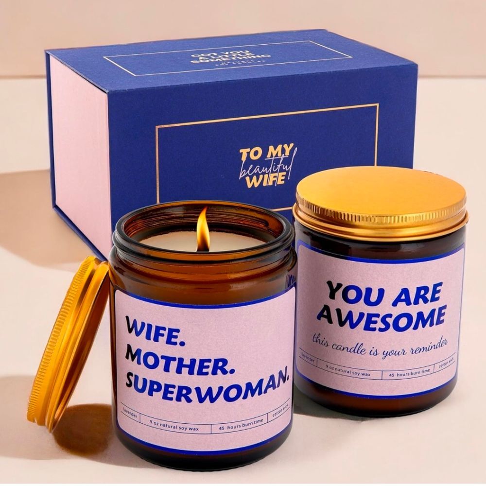 2 - 9oz Natural Soy Candles for Wife - Mothers Day Gifts from Husband - Romantic